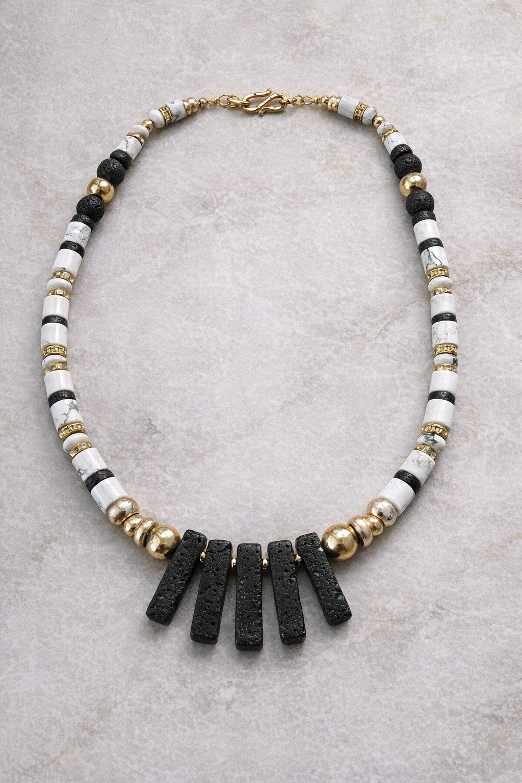 Lava Stone & Gold Statement Necklace — product