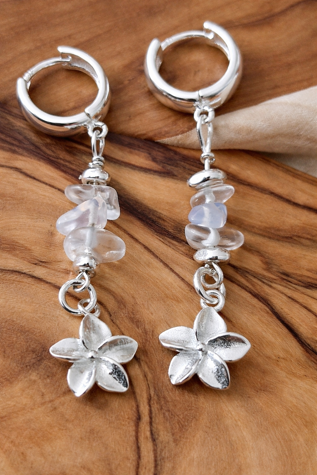 Silver Plumeria Drop Earrings — product