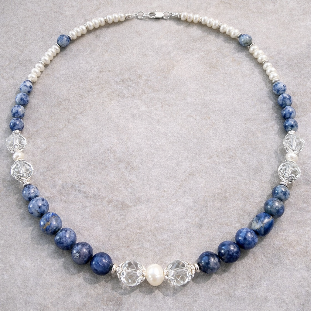 Blue Sodalite & Pearl Necklace — product