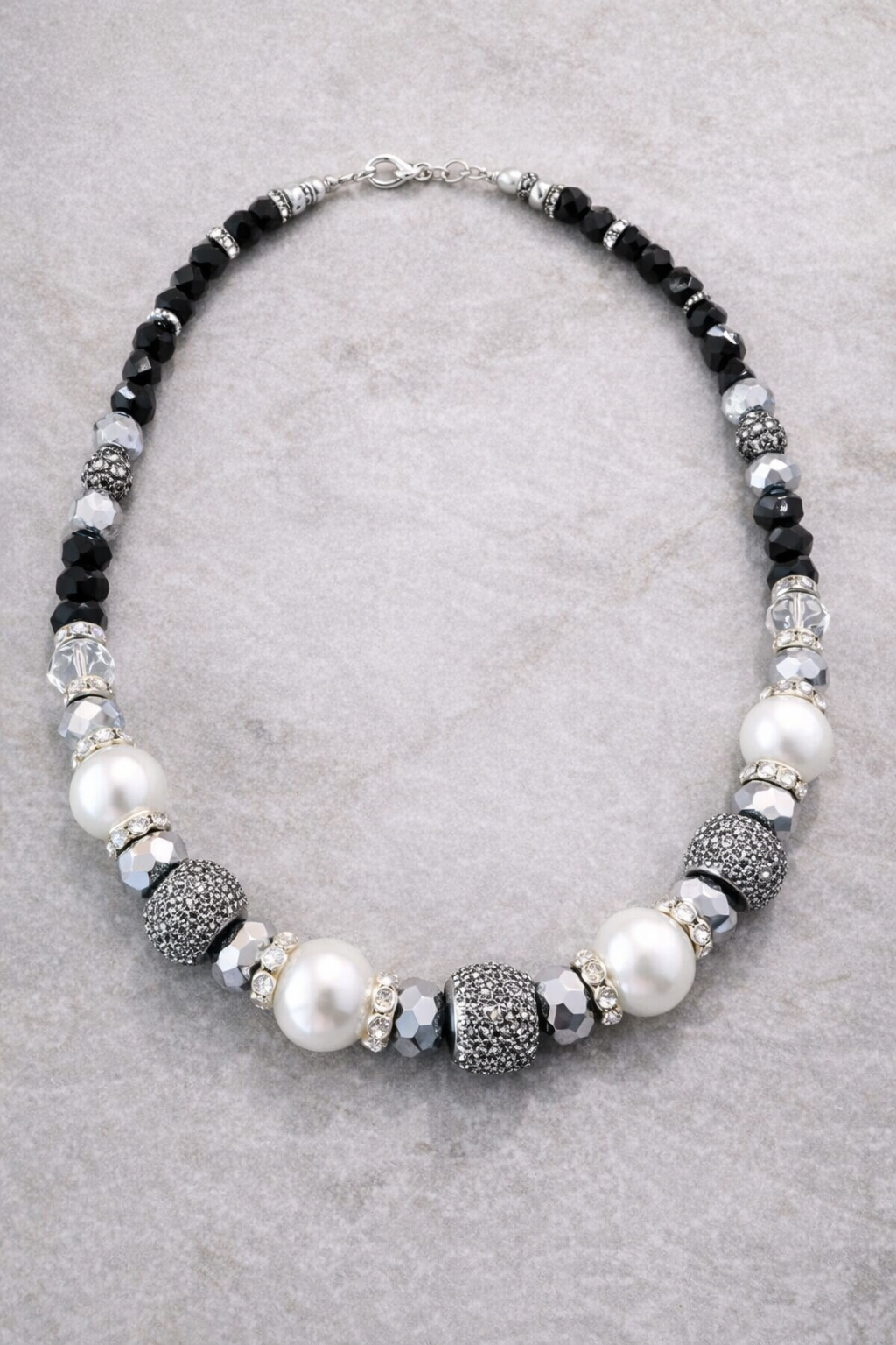 Noir Pearl & Silver Statement Necklace — product